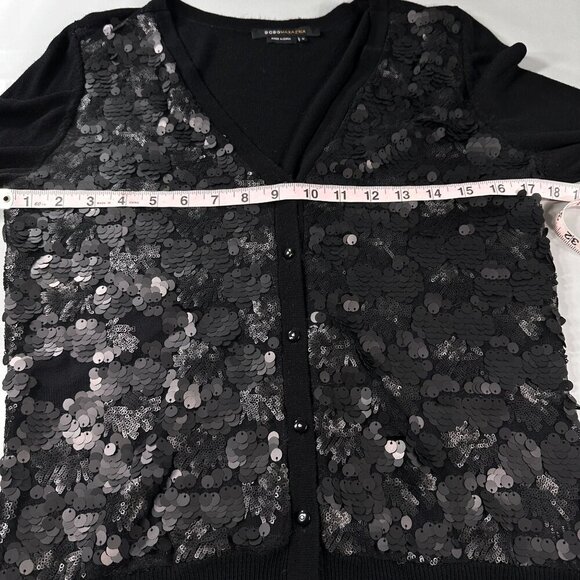 BCBGMaxazria Cardigan Sequins Women Button Front Evening Long Sleeve Sweater - Picture 6 of 16